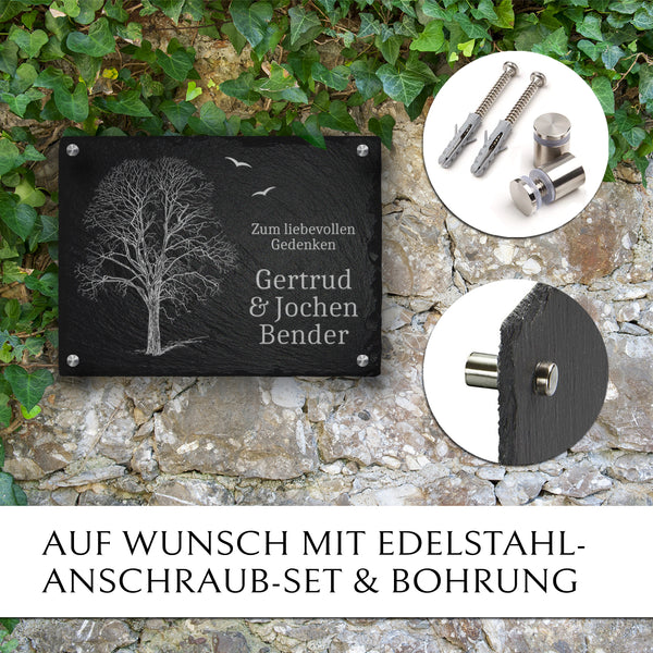 Laden Sie das Bild in den Galerie-Viewer, Doppelgrabstein “Baum“ fuer Familiengrab in 20x30 cm | Memoriam