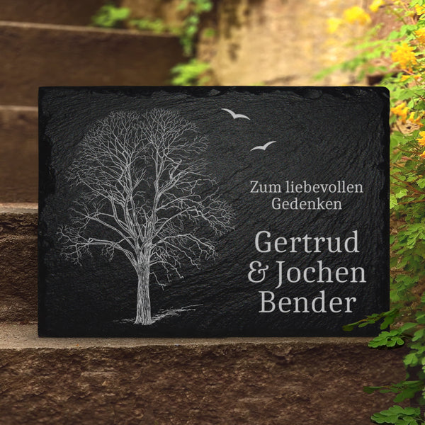 Laden Sie das Bild in den Galerie-Viewer, Doppelgrabstein “Baum“ 20x30 cm fuer Familiengrab online bestellen | Memoriam