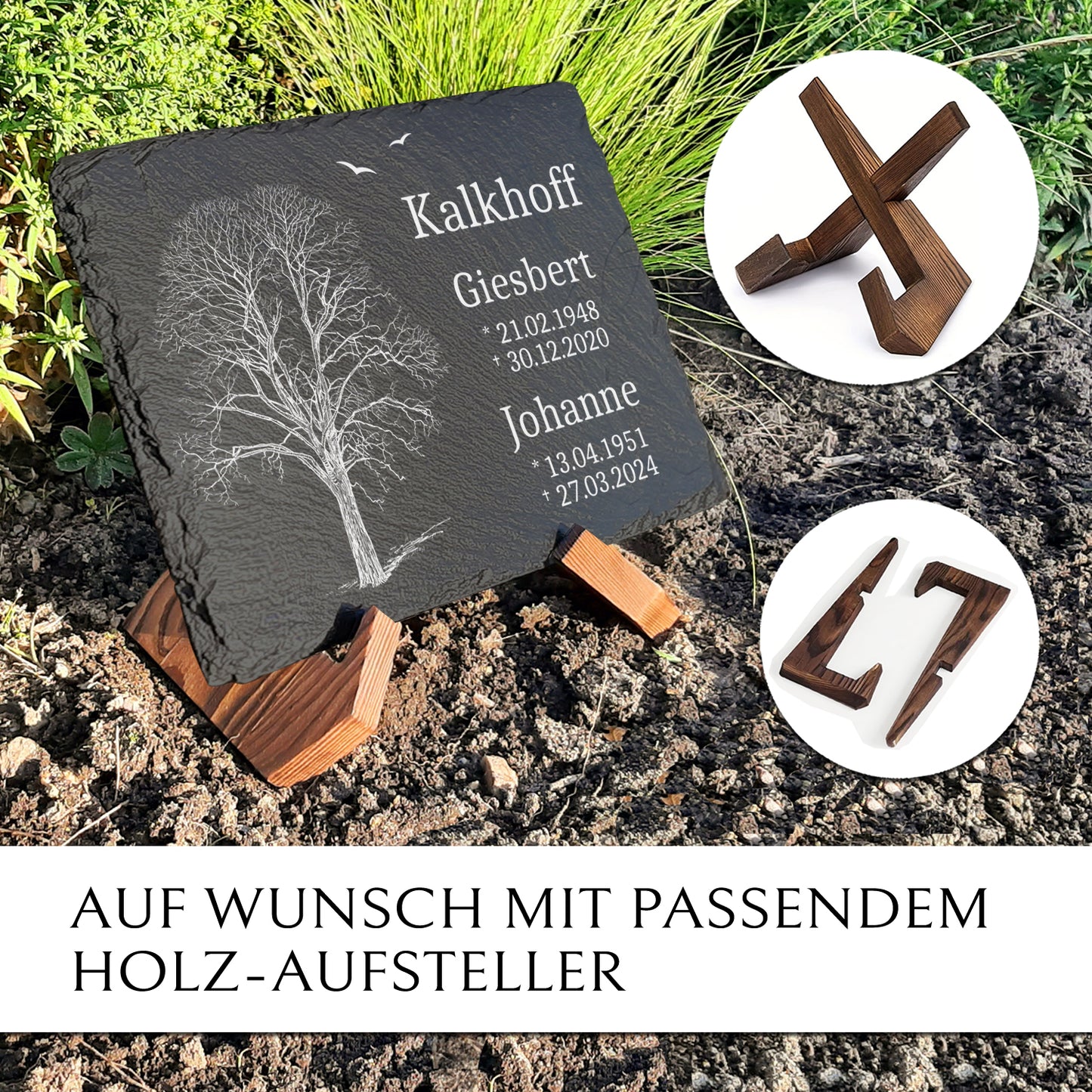 Doppelgrabstein “Baum“ fuer Familiengrab in 30x40 cm | Memoriam