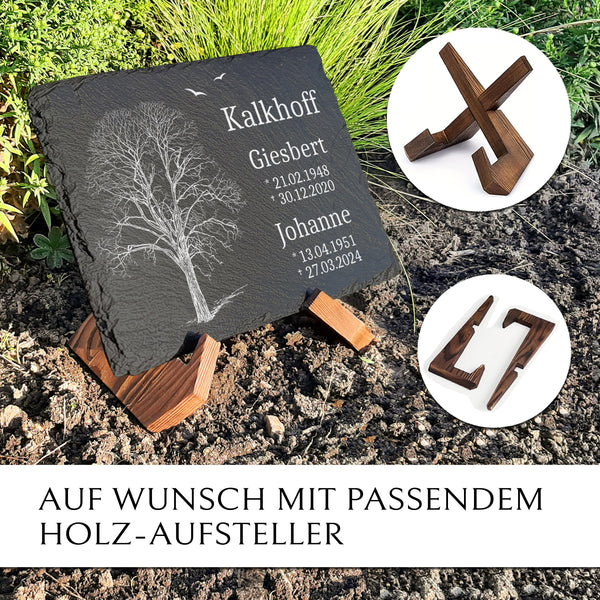 Laden Sie das Bild in den Galerie-Viewer, Doppelgrabstein “Baum“ fuer Familiengrab in 30x40 cm | Memoriam