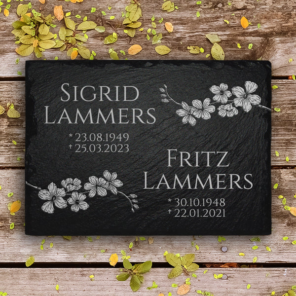 Laden Sie das Bild in den Galerie-Viewer, Familiengrabstein 20x30. Inkl. Inschrift & Blütenzweig | MEMORIAM.