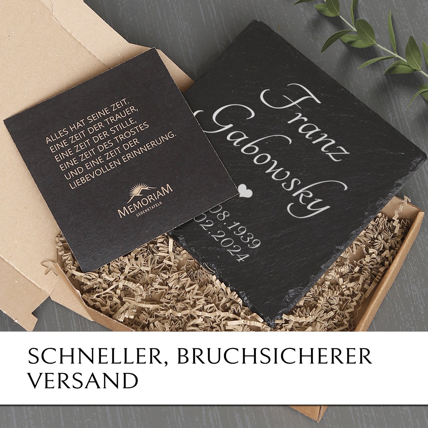 Günstiger Gedenk- & Trauerstein mit Herz Gravur online kaufen bei MEMORIAM.