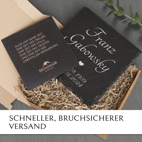 Laden Sie das Bild in den Galerie-Viewer, Günstiger Gedenk- & Trauerstein mit Herz Gravur online kaufen bei MEMORIAM.