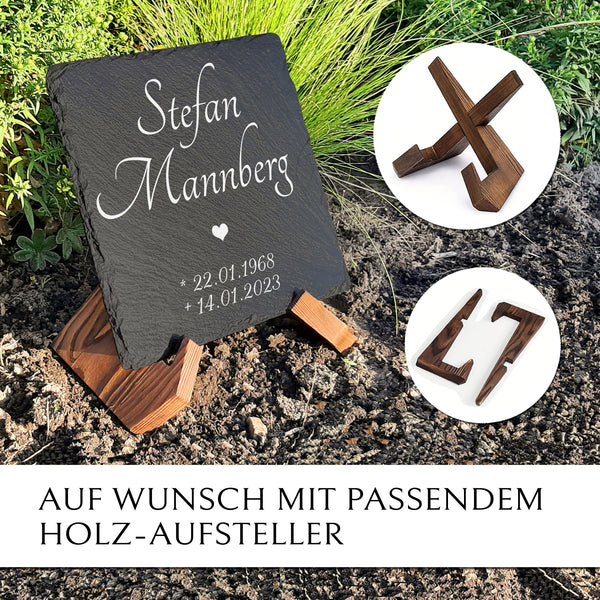 Gedenk- und Trauerstein mit Herz Gravur und Text nach Wunsch | MEMORIAM.