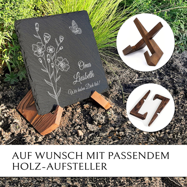 Laden Sie das Bild in den Galerie-Viewer, Gedenk- &amp; Trauerstein aus Schiefer für Wiesengrab | MEMORIAM.
