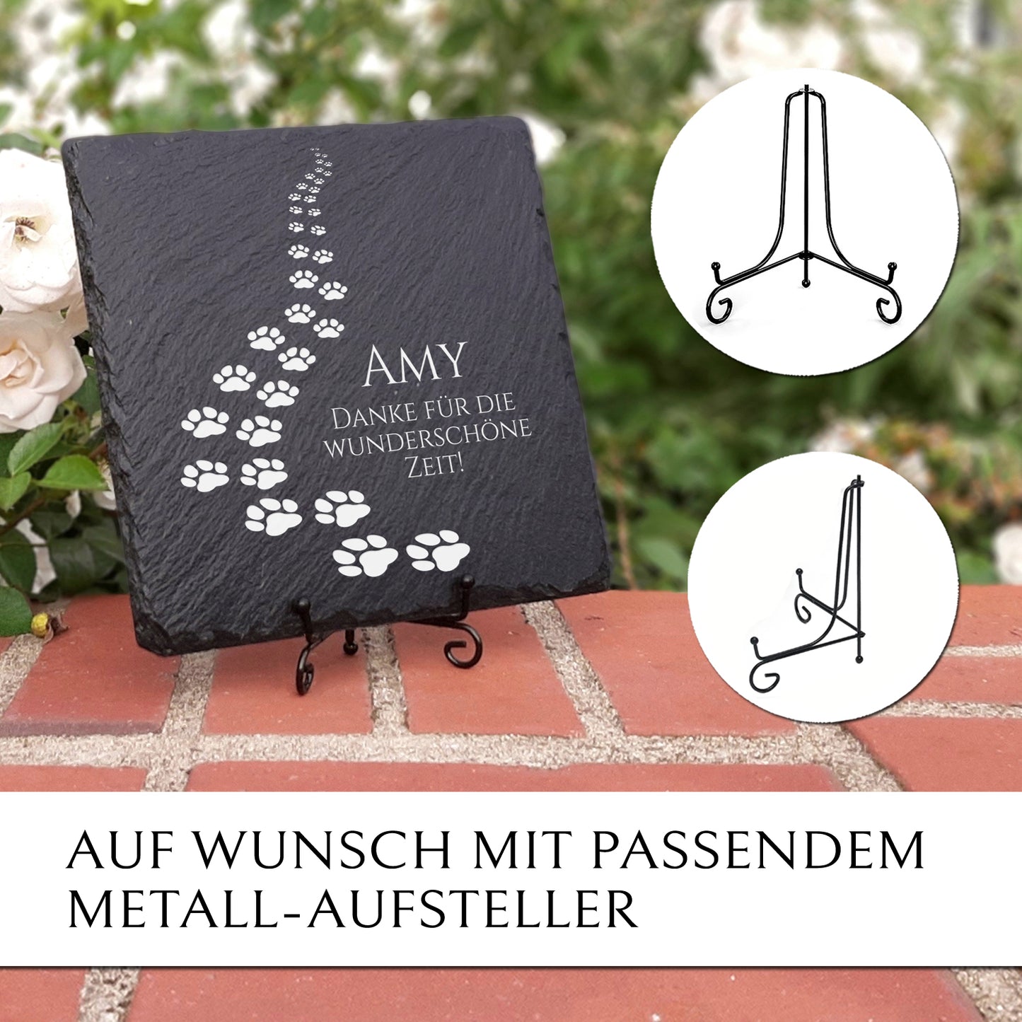 Wetterfester Gedenkstein aus Schiefer für Katze & Hund | MEMORIAM