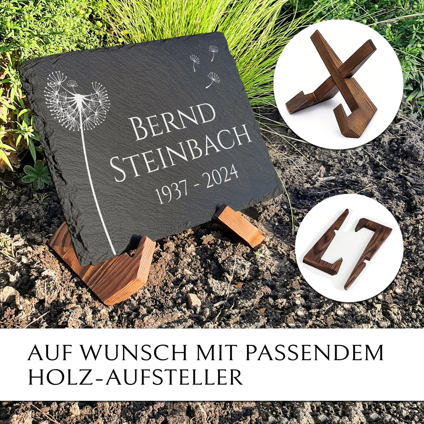 Gedenkstein 30x40 Pusteblume mit Text nach Wunsch | MEMORIAM.