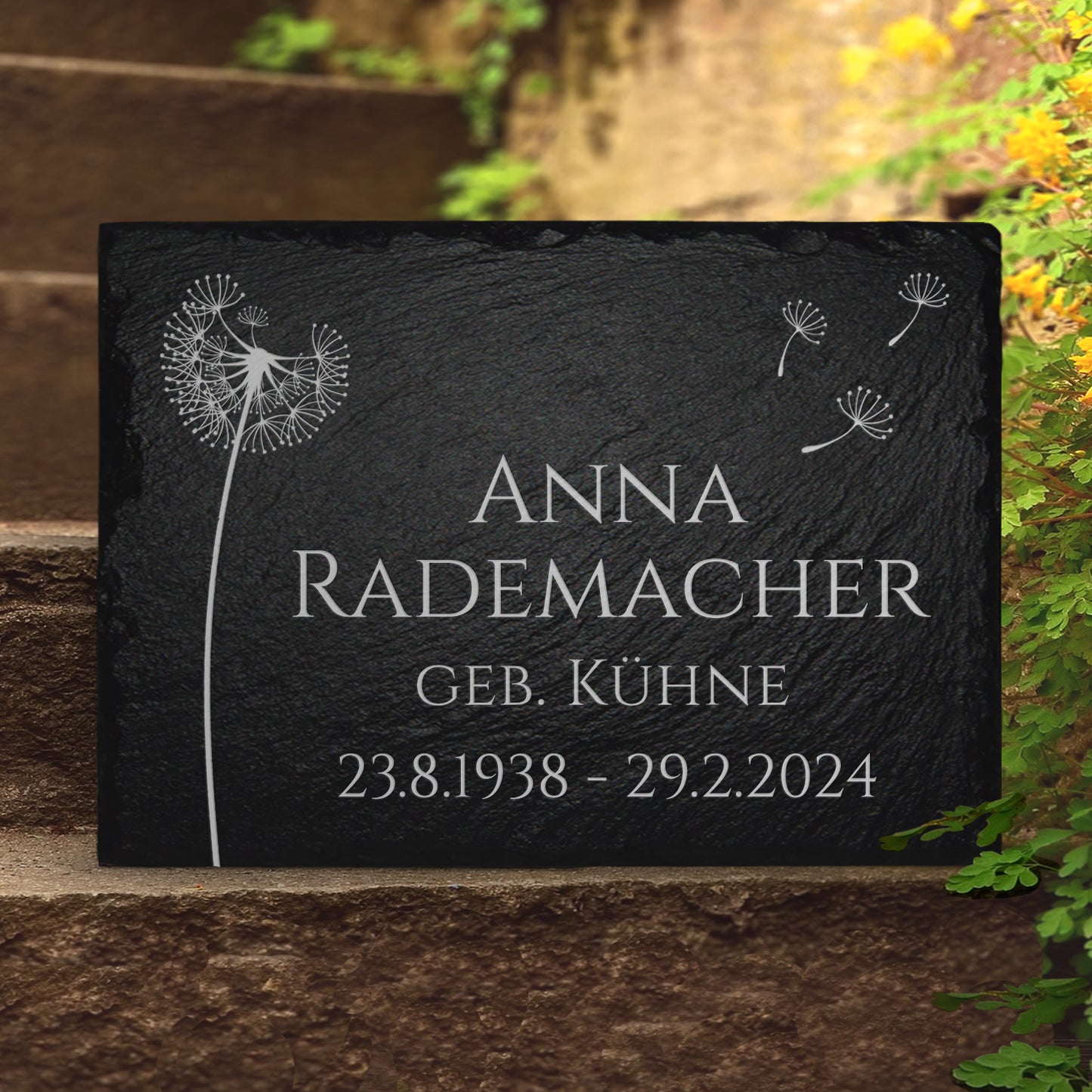 Gedenkstein Pusteblume 30x40 cm mit Name online bestellen | MEMORIAM.
