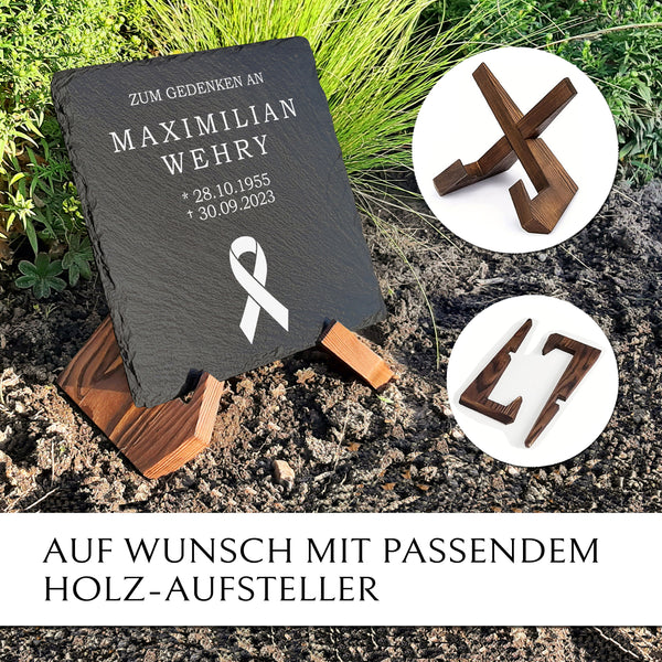 Grab Gedenktafel 25x25 cm. Direkt nach der Beisetzung platzierbar. Von MEMORIAM.