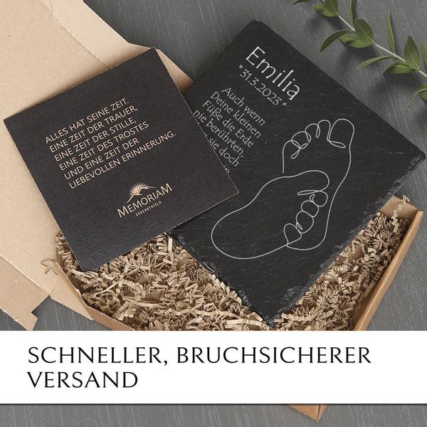 Kleine Gedenktafel für Sternenkind zum Trost nach stiller Geburt. Online kaufen mit MEMORIAM Gedenktafeln.