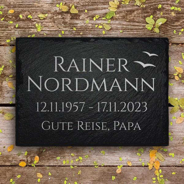 Laden Sie das Bild in den Galerie-Viewer, Trauer- & Gedenkstein 20x30 inkl. Flügel Gravur & Inschrift | MEMORIAM.