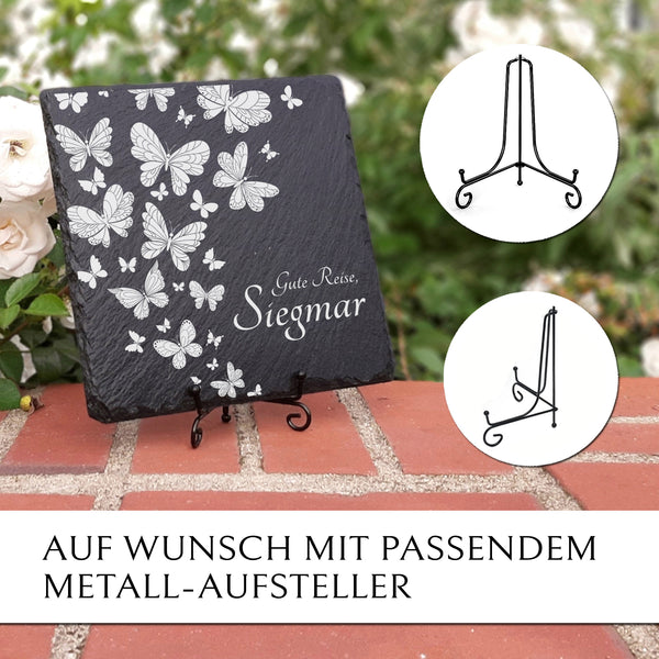 Laden Sie das Bild in den Galerie-Viewer, Grabplatte mit Schmetterlinge im MaĂ 20x20 cm | Online bestellen bei MEMORIAM Gedenktafeln.