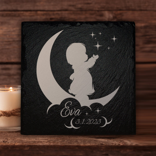 Laden Sie das Bild in den Galerie-Viewer, Liebevoller Sternenkind Grabstein inkl. Name / Beschriftung | MEMORIAM