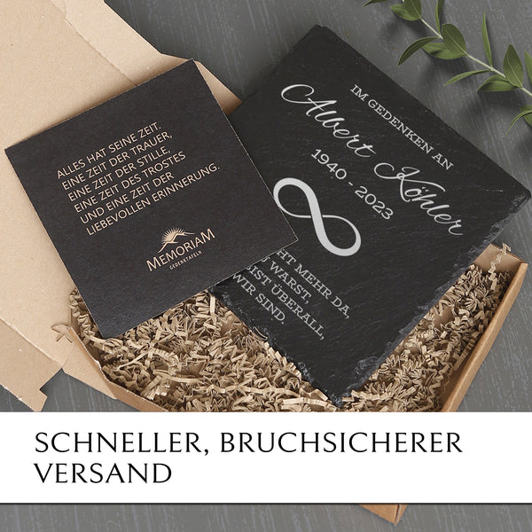 Laden Sie das Bild in den Galerie-Viewer, Grabplatte mit Unendlichkeit Symbol online bestellen bei MEMORIAM Gedenktafeln.