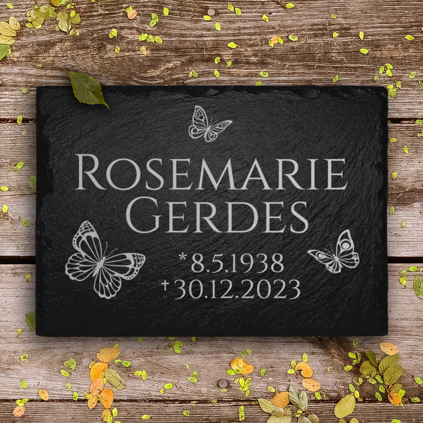 Gedenk- & Trauerstein 20x30 inkl. Schmetterling Gravur & Inschrift | MEMORIAM.