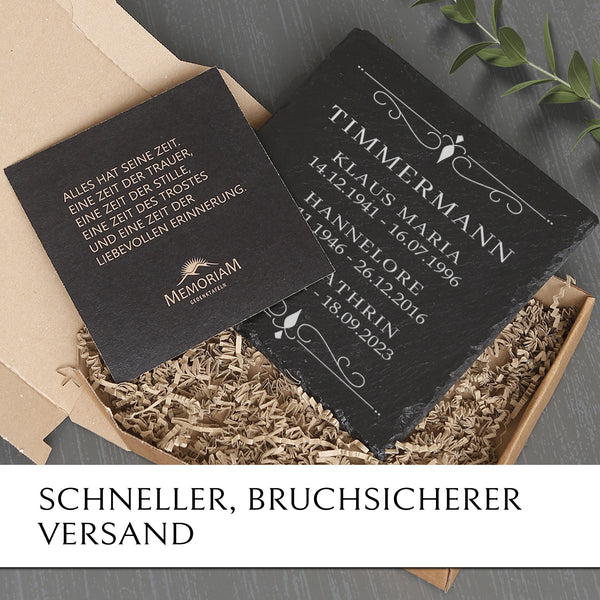 Laden Sie das Bild in den Galerie-Viewer, Grabplatte Familiengrab 25x25 cm online kaufen | MEMORIAM.