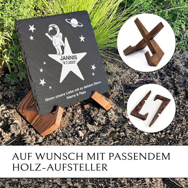 Laden Sie das Bild in den Galerie-Viewer, Wetterfestes Grabmal aus Schiefer für Sternenkinder | MEMORIAM