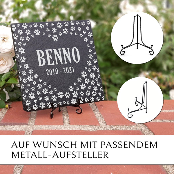 Laden Sie das Bild in den Galerie-Viewer, Wetterfester Haustier Grabstein aus Schiefer von MEMORIAM