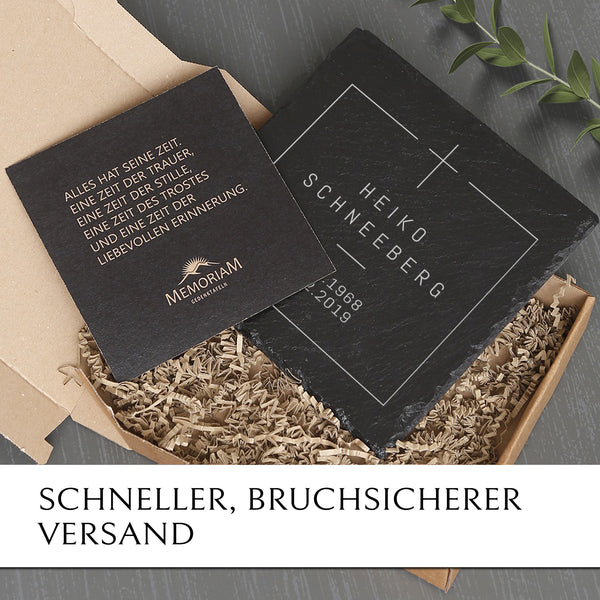Grabstein für Urnengrab mit MEMORIAM Gedenktafeln günstig online bestellen.