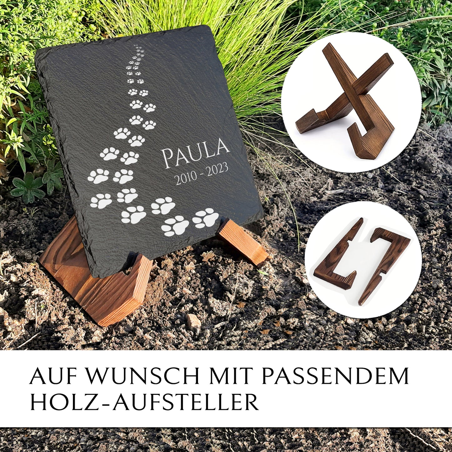 Gedenkstein mit Gravur für Katze & Hund von MEMORIAM