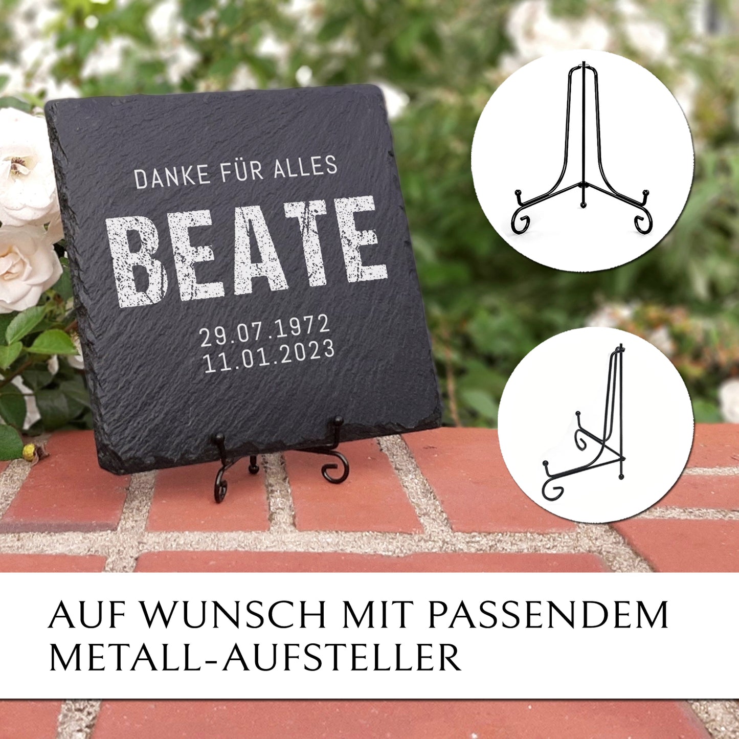Grabstein Platte 20x20 für Erd- & Urnengrab von MEMORIAM.