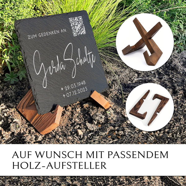 Laden Sie das Bild in den Galerie-Viewer, Grabstein Platte inkl. QR Code & Inschrift online bestellen | MEMORIAM Gedenktafeln