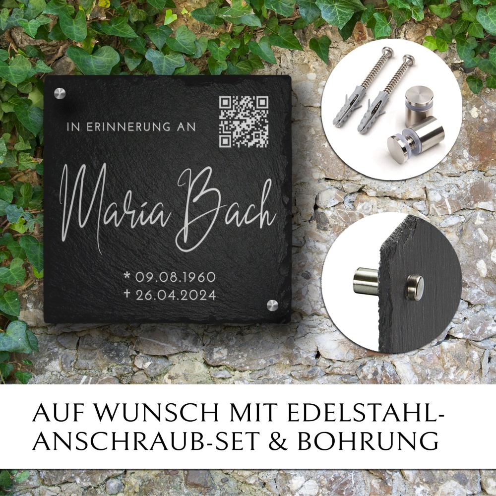 Grabstein Platte mit QR-Code Gravur für Erinnerungsseite online kaufen bei MEMORIAM