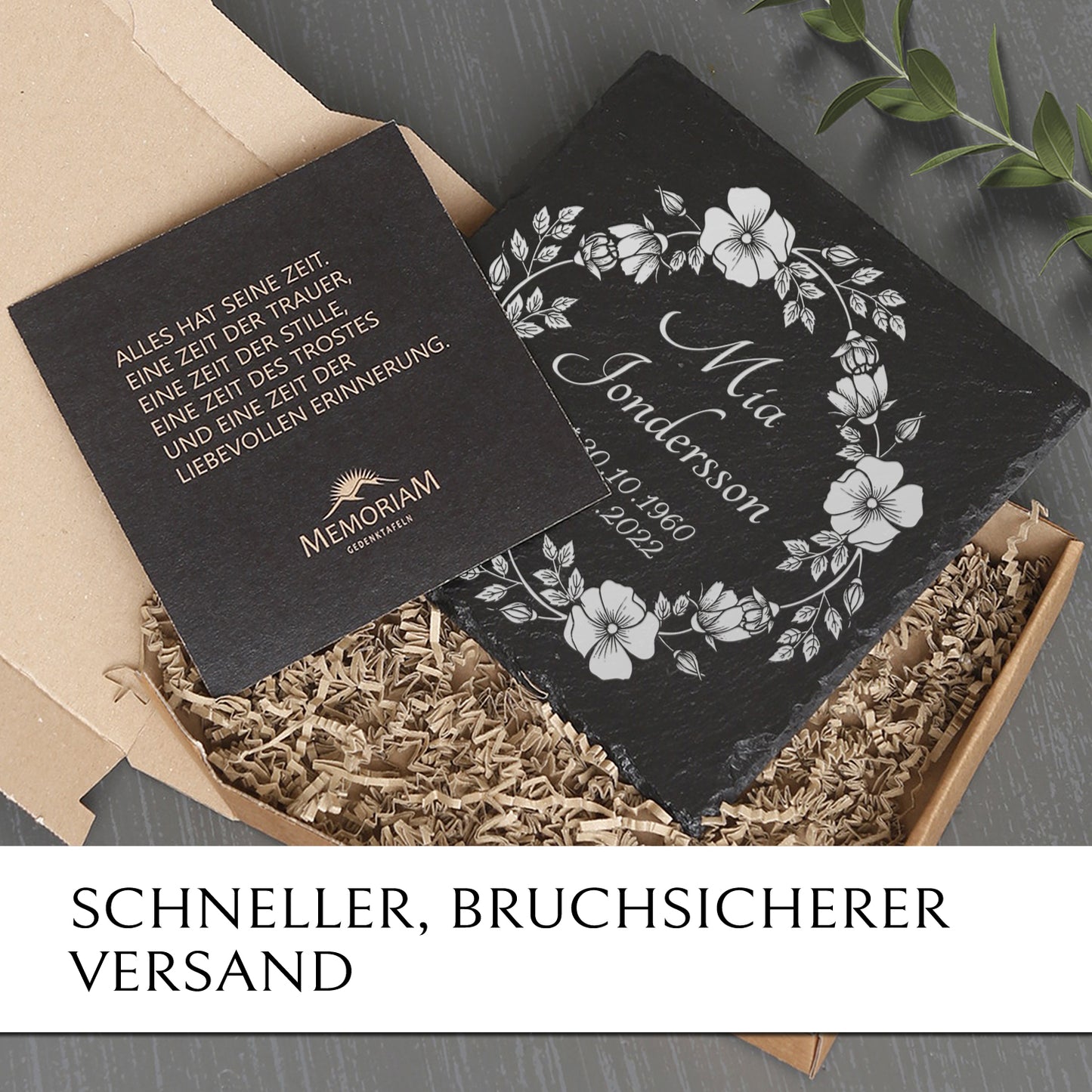 Schiefer Grabstein Platte online bestellen mit MEMORIAM.