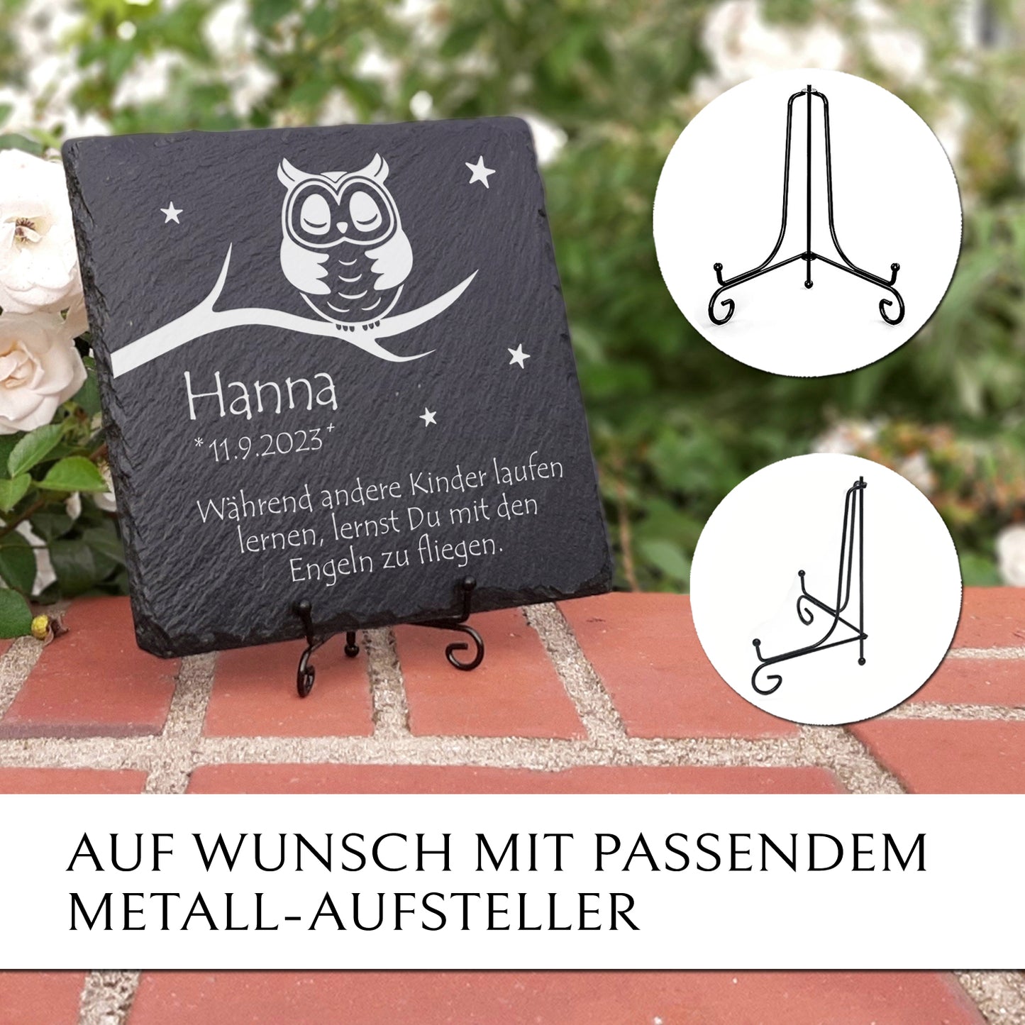Sternenkind Grabtafel mit Gravur & Inschrift von MEMORIAM.