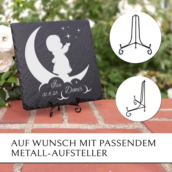 Sternenkind Grabstein 25x25 cm als Gedenktafel fĂŒr die FamiliengrabstĂ€tte oder der GedenkstĂ€tte | Von MEMORIAM.