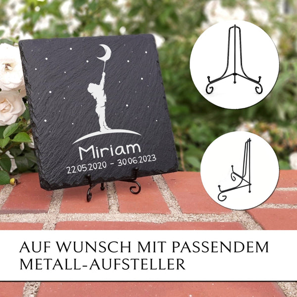 Kleiner Grabstein aus Schiefer für Kinder und Sternenkind von MEMORIAM Gedenktafeln.