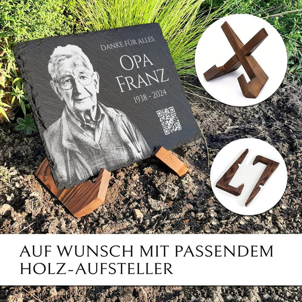 Laden Sie das Bild in den Galerie-Viewer, Grabtafel inkl. QR Code, Portrait & Inschrift online bestellen | MEMORIAM Gedenktafeln