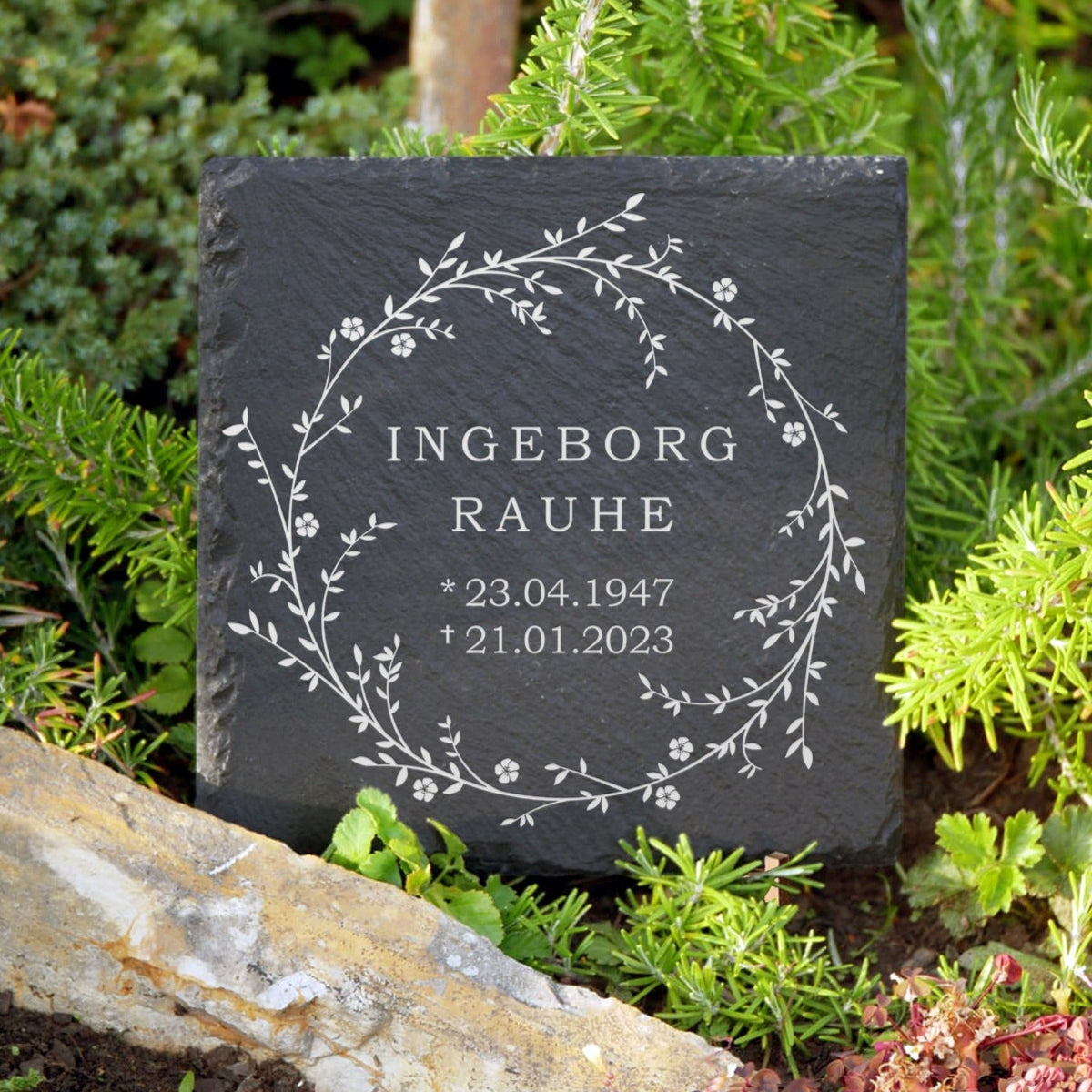 Grabstein / Liegeplatte inkl. Gravur für Erd- & Urnengrab | MEMORIAM Gedenktafeln.