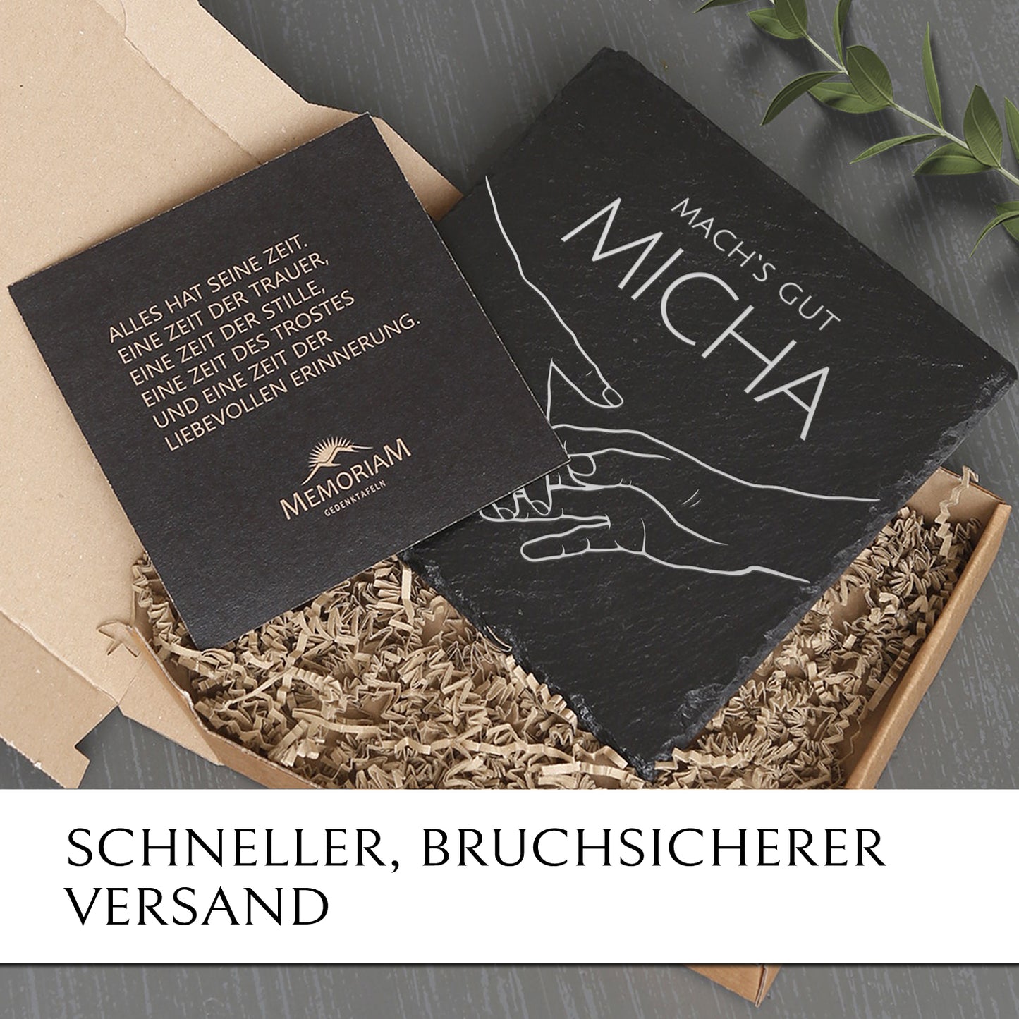 Trauer- & Gedenkstein “Abschied“ in 25x25 inkl. Gravur online kaufen | MEMORIAM.