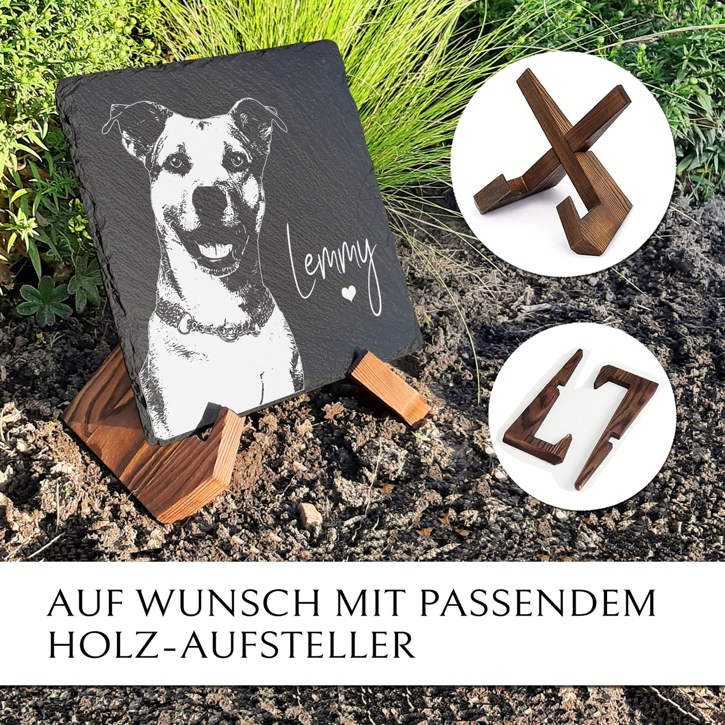 Grab- und Gedenktafel für Hund inkl. Bild | MEMORIAM