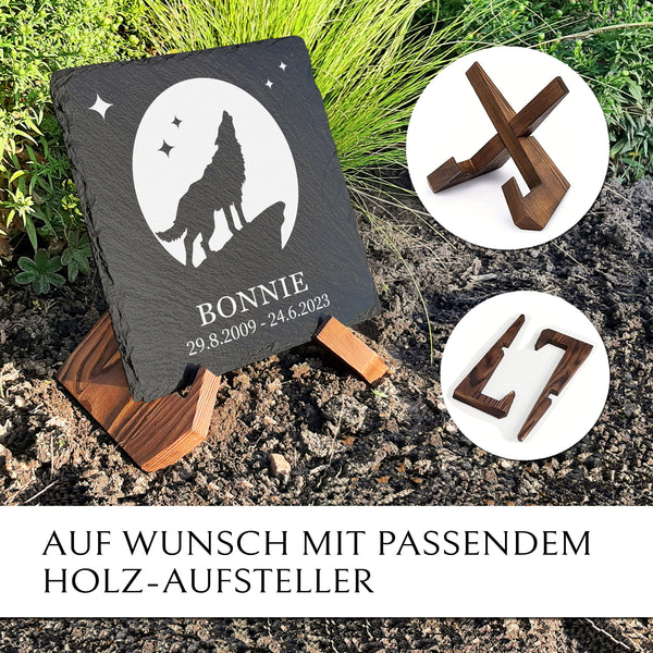 Laden Sie das Bild in den Galerie-Viewer, Wetterfester Hunde Grabstein aus Schiefer | MEMORIAM