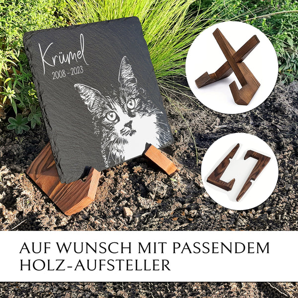 Laden Sie das Bild in den Galerie-Viewer, Grab- und Gedenktafel für Katze inkl. Bild | MEMORIAM