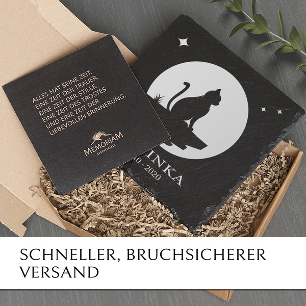 Katzen-Grabstein aus Schiefer online kaufen mit MEMORIAM.
