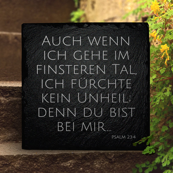 Laden Sie das Bild in den Galerie-Viewer, Preiswerter Grab-Schmuck “Psalm 23:4“ aus Schiefer von MEMORIAM.