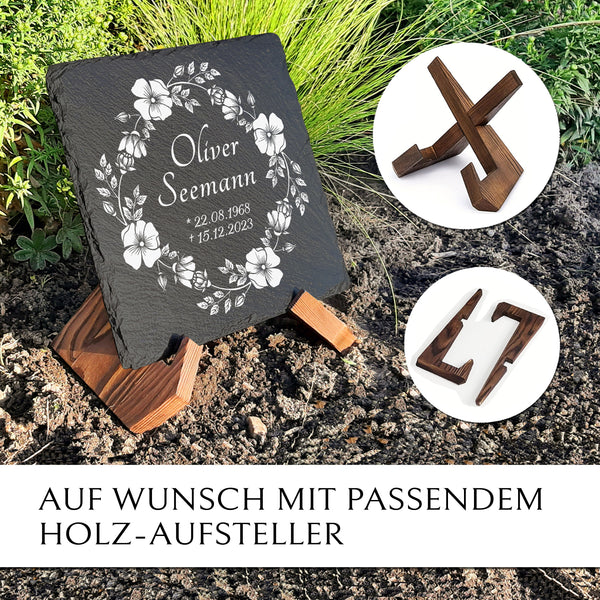 Laden Sie das Bild in den Galerie-Viewer, Grabstein Platte 25 x 25 mit Gravur & Inschrift von MEMORIAM.