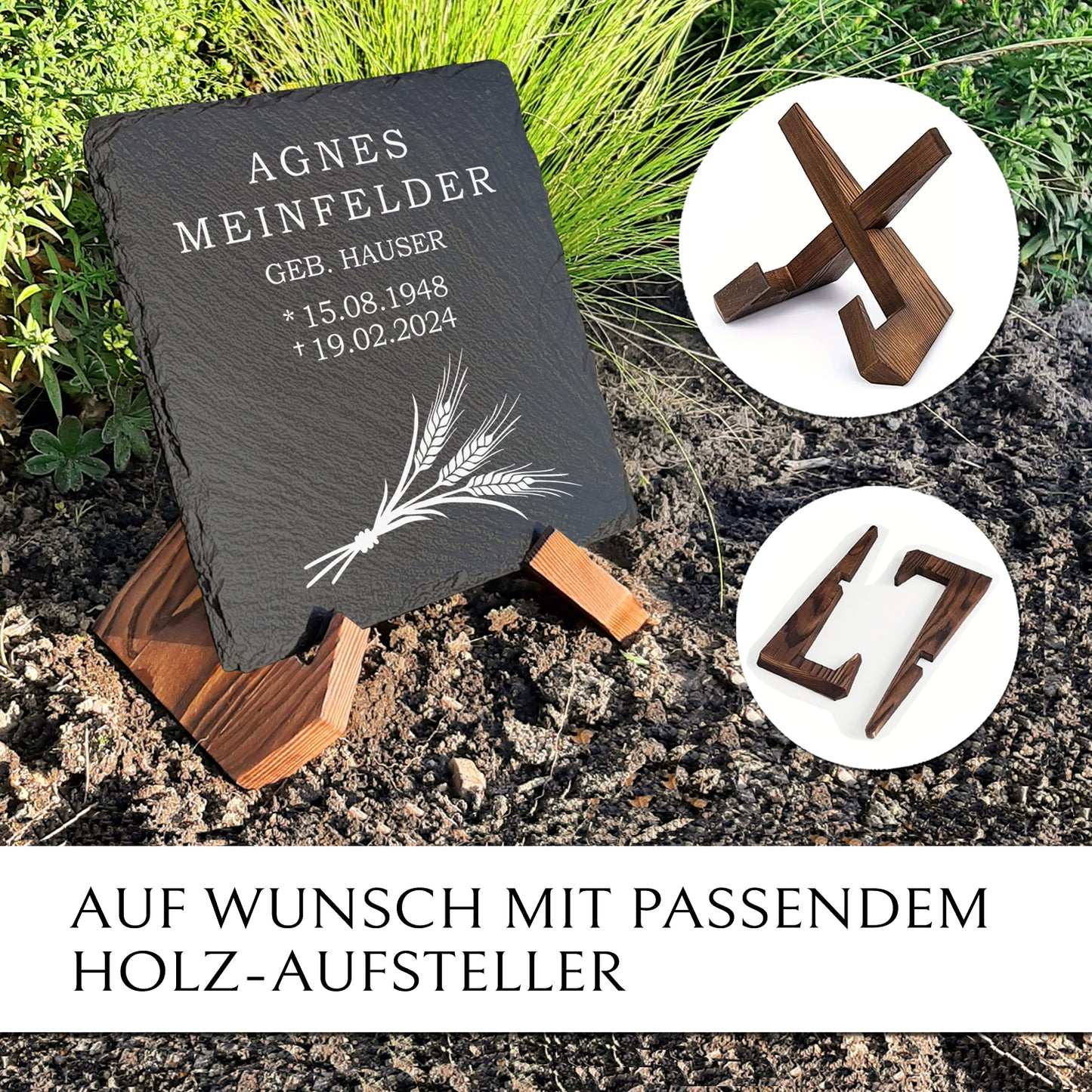 Grabsteinplatte “Ähre“ 25x25 für Erd- & Urnengrab von MEMORIAM.