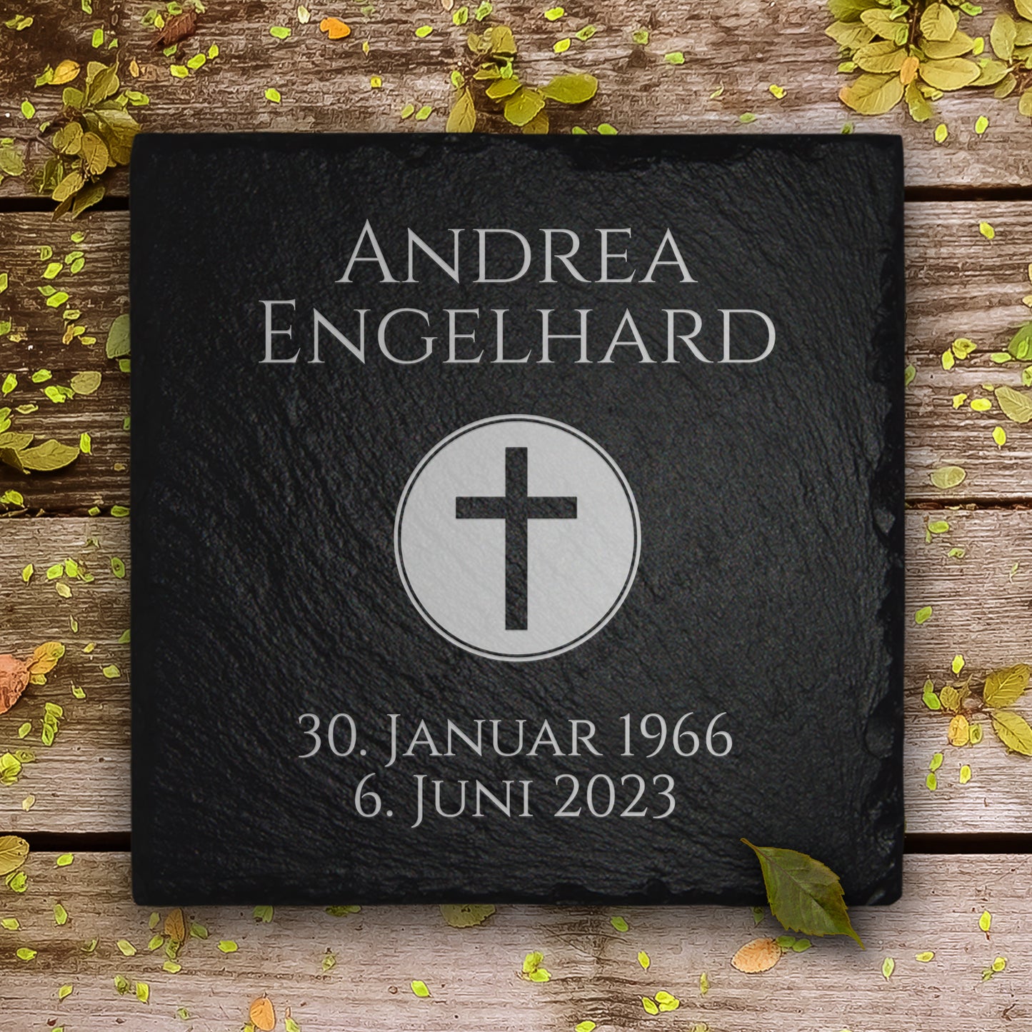 Grab- & Gedenkstein Kreuz 20x20 cm inkl. Inschrift von MEMORIAM.