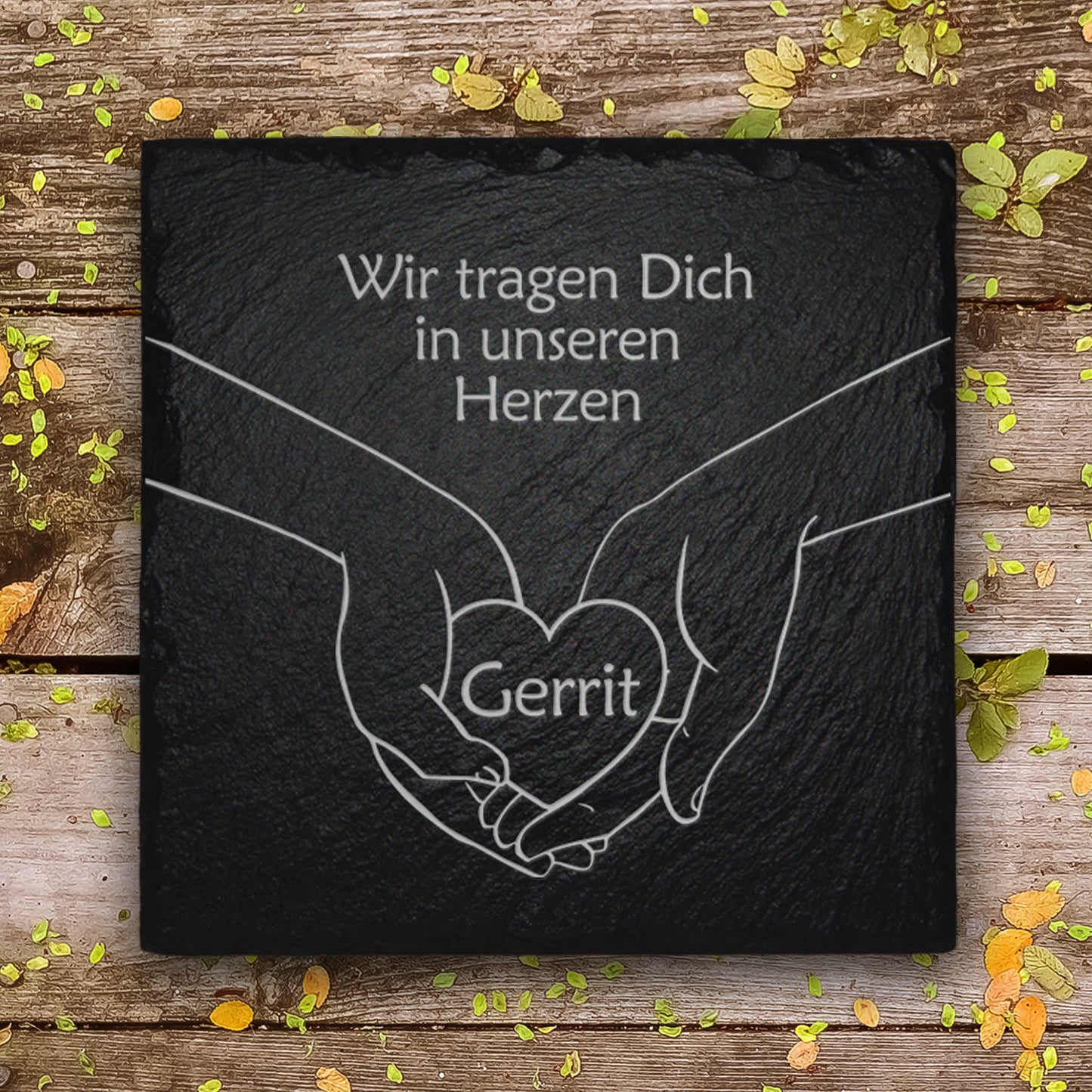 Trauer- & Gedenkstein 20x20 inkl. Herz Gravur & Inschrift | MEMORIAM.