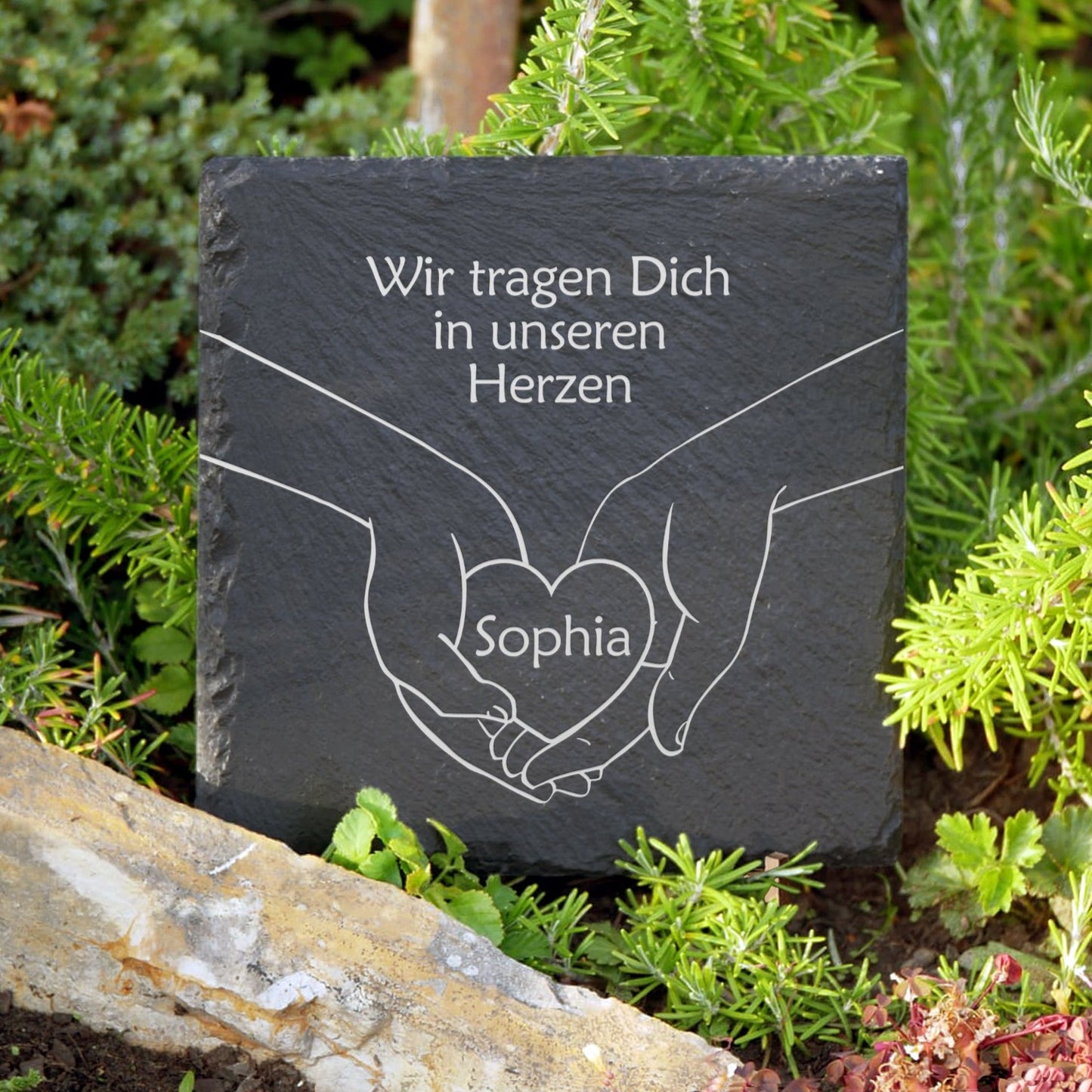 Trauer- & Gedenkstein Herz in 20x20 inkl. Name online bestellen | MEMORIAM.