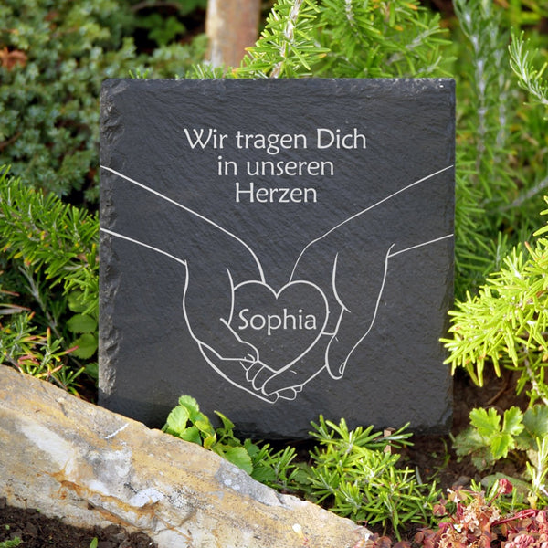 Laden Sie das Bild in den Galerie-Viewer, Trauer- & Gedenkstein Herz in 20x20 inkl. Name online bestellen | MEMORIAM.