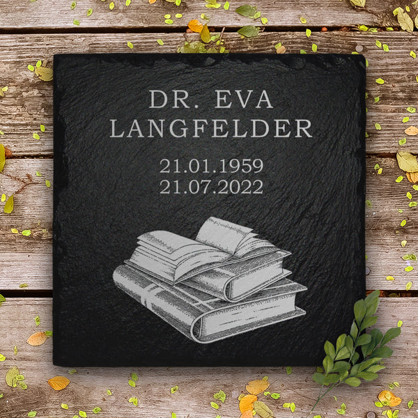 Laden Sie das Bild in den Galerie-Viewer, Trauer- & Gedenktafel mit Buch Gravur und Inschrift | MEMORIAM.