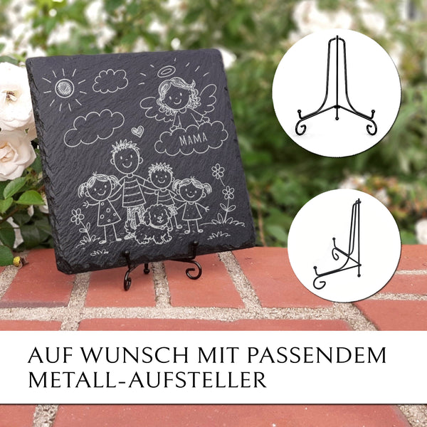 Grabplatte mit selbst gezeichnetem Design. Online kaufen MEMORIAM Gedenktafeln.