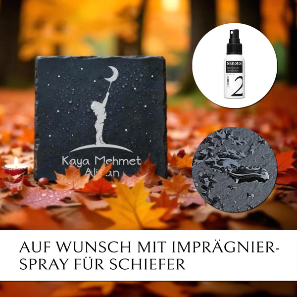 Laden Sie das Bild in den Galerie-Viewer, Sternenkind Grabstein aus imprÀgnierten Schiefer von MEMORIAM Gedenktafeln.