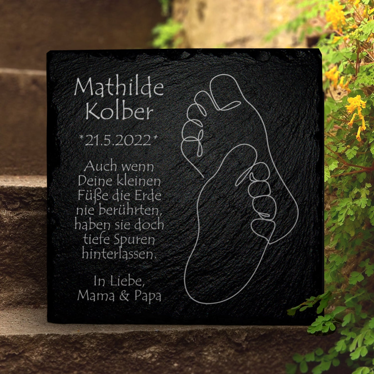 Sternenkind Gedenktafel aus Schiefer in 20x20, 25x25 oder 30x30 cm | Von MEMORIAM Gedenktafeln.