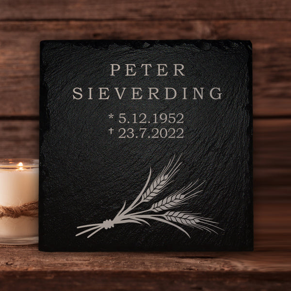 Laden Sie das Bild in den Galerie-Viewer, Günstige Grabsteinplatte “Ähre“ für Erd- und Urnengrab von MEMORIAM.